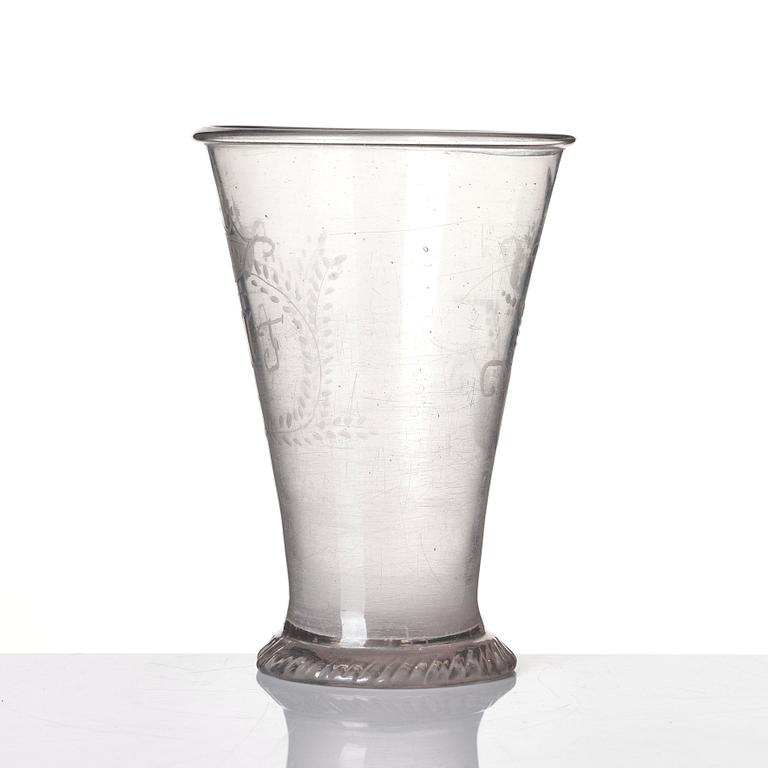 A glass goblet, Skånska glasbruket, Sweden, 18th Century.
