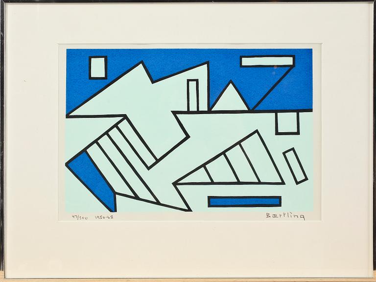 OLLE BAERTLING, serigrafi, nr 47/300, sign o dat 1950-68.