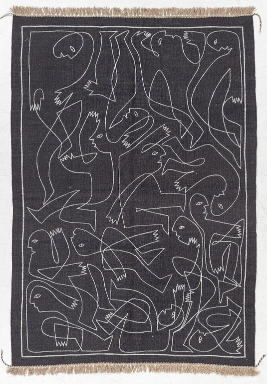 Matta, handbroderad Kelim, 183 x 126 cm.