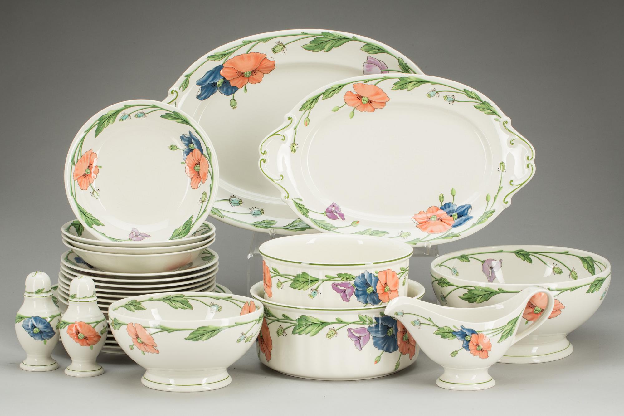 MATSERVIS, 26 delar, porslin, "Amapola", Villeroy & Boch.