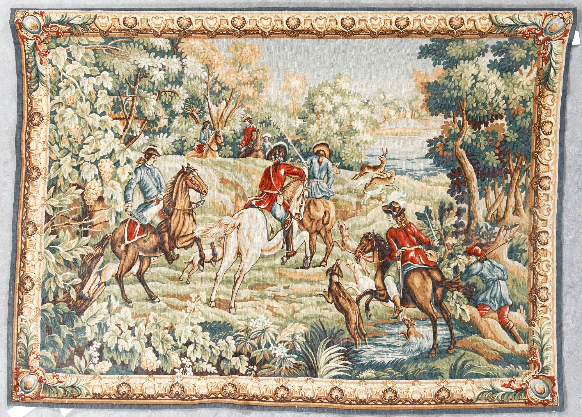 TAPET, maskinvävd, Manufacture d'Aubusson Robert Four, modern tillverking, ca 135x185.