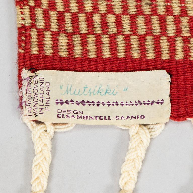 Elsa Montell-Saanio, a Raanu textile 'Mutsikki' from Lapland. Circa 175 x 115 cm.