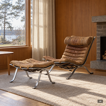 Arne Norell, An 'Ari' armchair with footstool, Norell Möbel, Aneby.