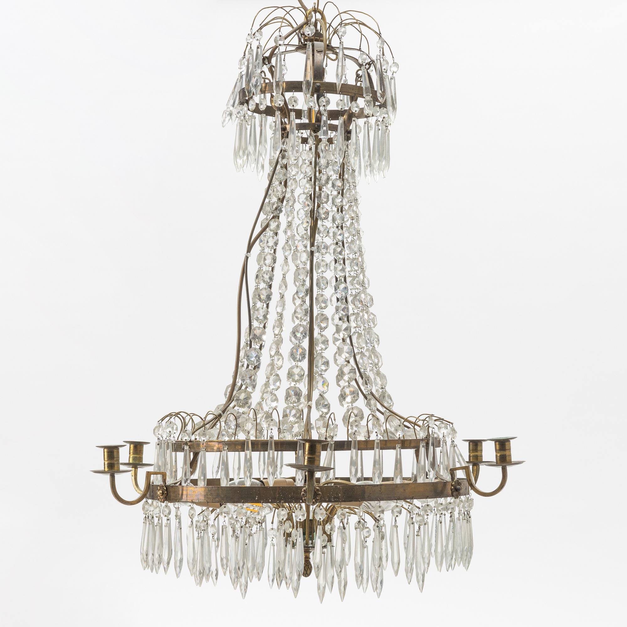 A Gustavian style chandelier, from around the year 1900.