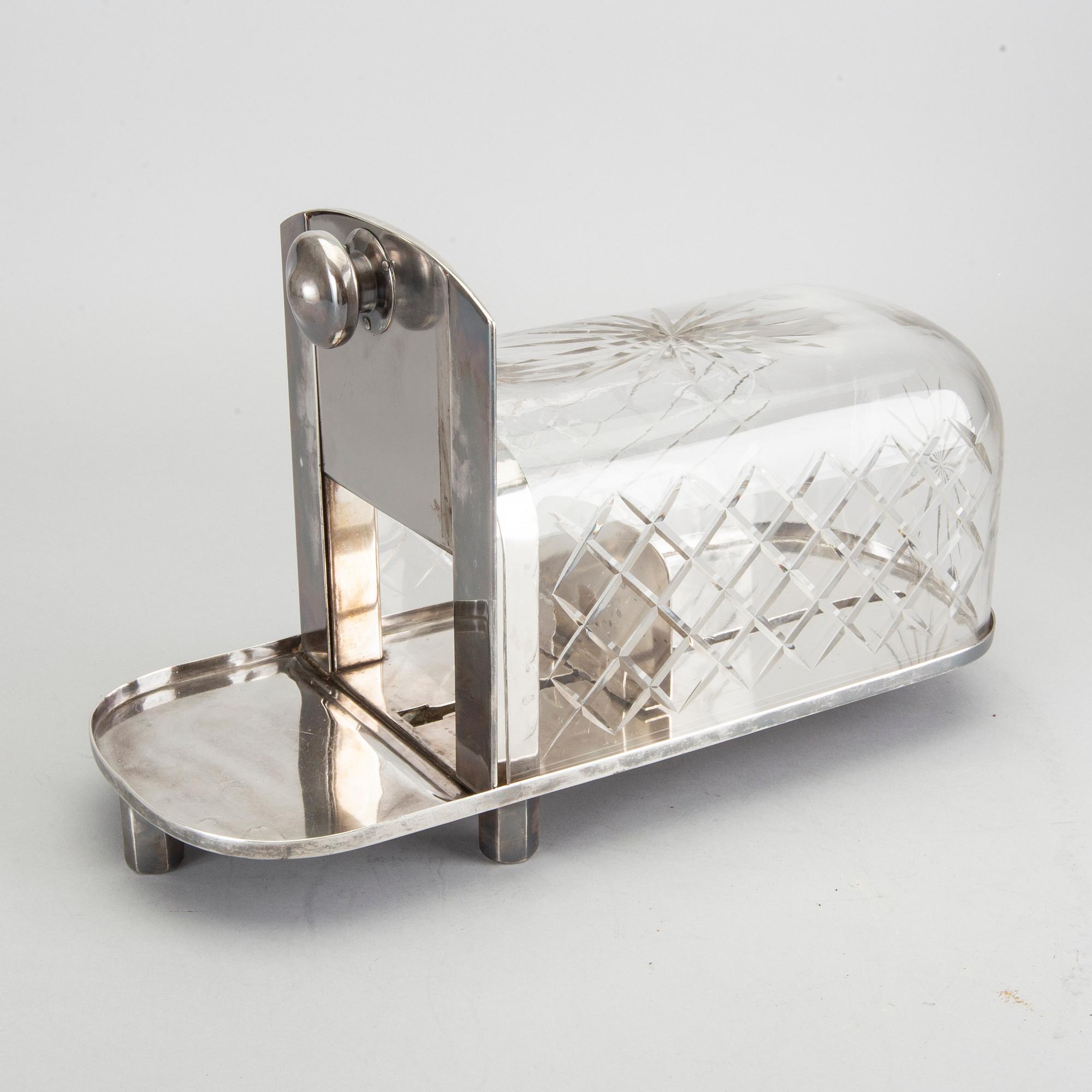 OSTKUPA / OSTGUILLOTIN, glas och nysilver, 1900-tal.
