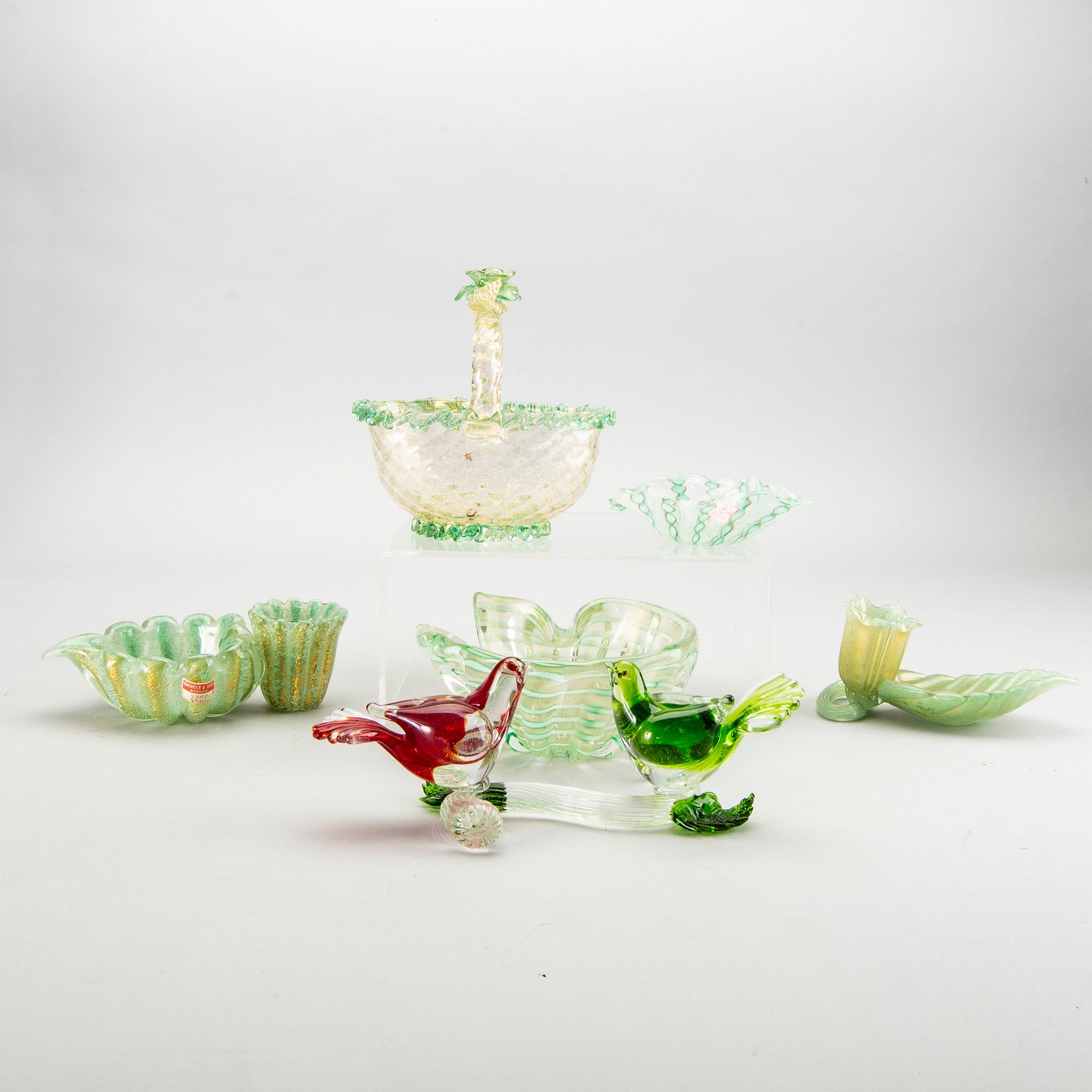 Samling glas, 6 st, Murano Venedig, 1900-talets mitt.