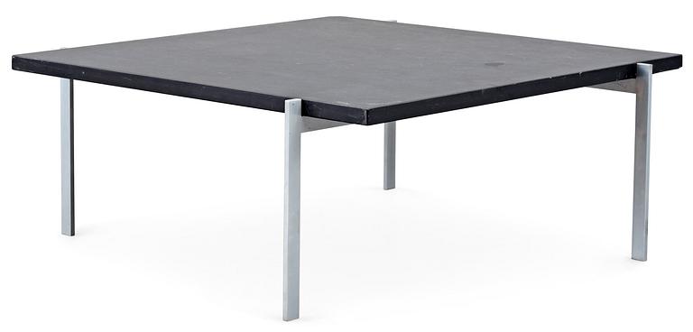 A Poul Kjaerholm sofa table 'PK-61' with a black slate top,
by E Kold Christensen, Denmark.