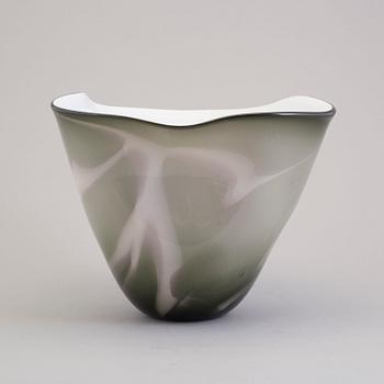 A glass bowl by Ebba Von Wachenfeldt, Orrefors, dated 2002.