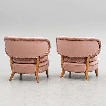 Otto Schulz, a pair of lounge chairs, Jio Möbler, Sweden, mid 20th century.