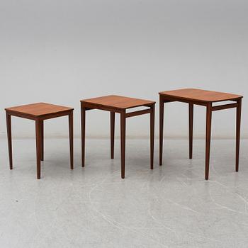 A Swedish three piece nesting table, Gärsnäs, 1960s.