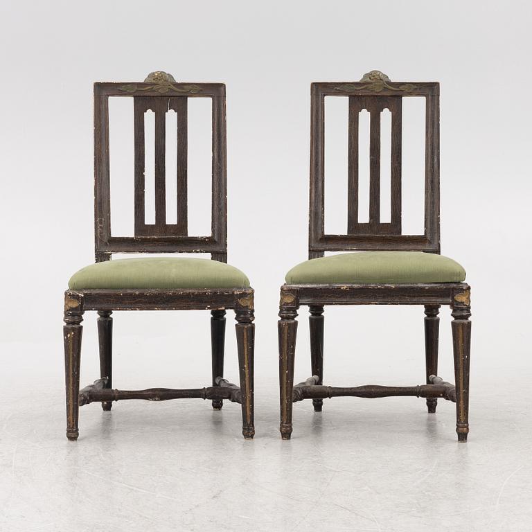 Stolar, ett par, Stockholmsarbeten, av Johan Hammarström, (mästare i Stockholm 1794-1812).sent 1700-tal, Gustavianska.
