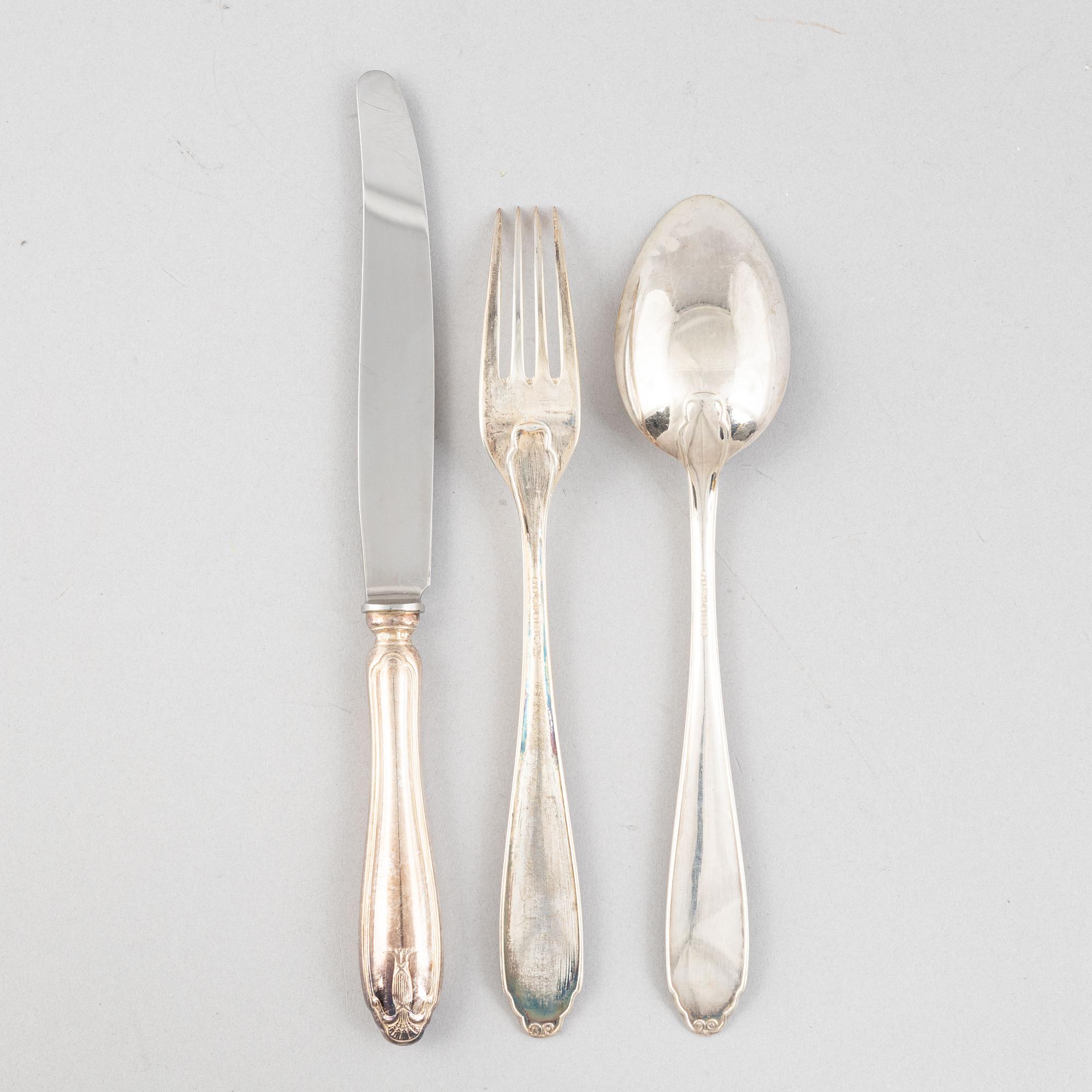 Besticksuppsättning, silver, 28 st, "Vasa", GAB, Stockholm, 1926-47.