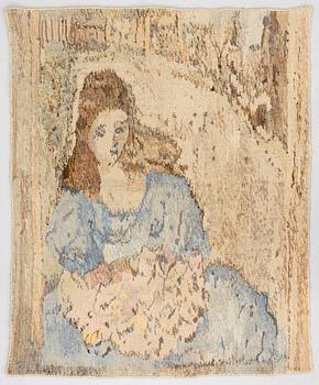 Anna Sledziewska, a wall hanging, tapestry technique, 'Dziewczyna (Girl)', 1978, c. 100 x 120 cm.