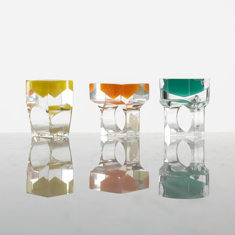 Siv Lagerström, three acrylic plastic rings, 1970s.