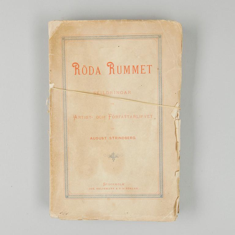 BOKPARTI STRINDBERG, 8 vol, bla "Röda rummet", Stockholm 1879.