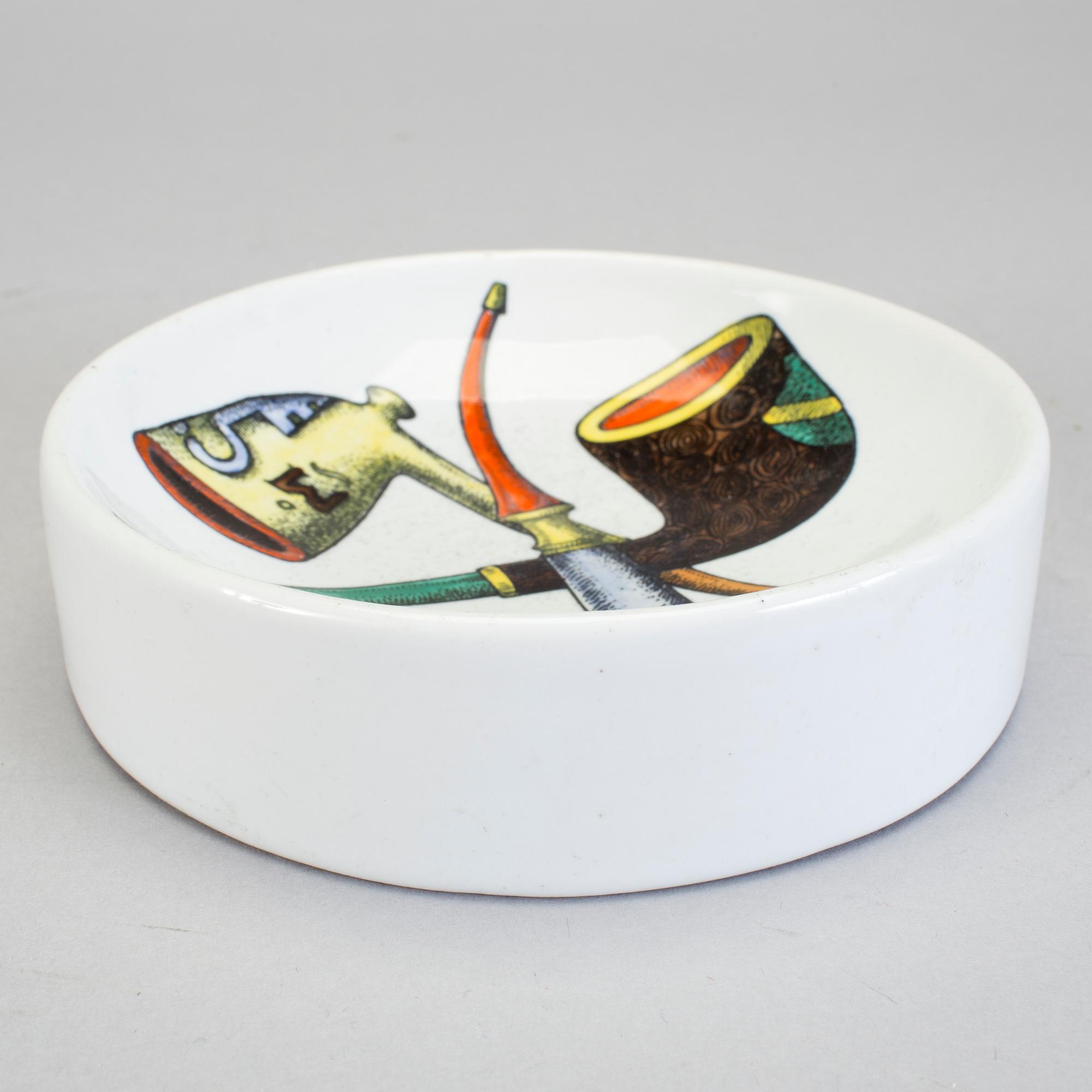 A Fornasetti porcelain ash tray, Milan, Italy.