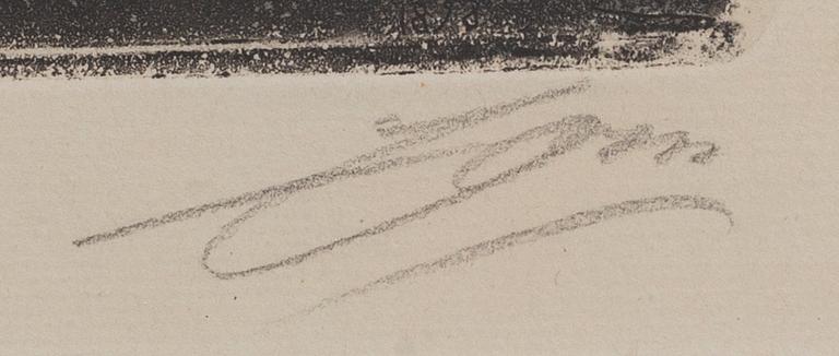 Anders Zorn, a signed etching from 1898.