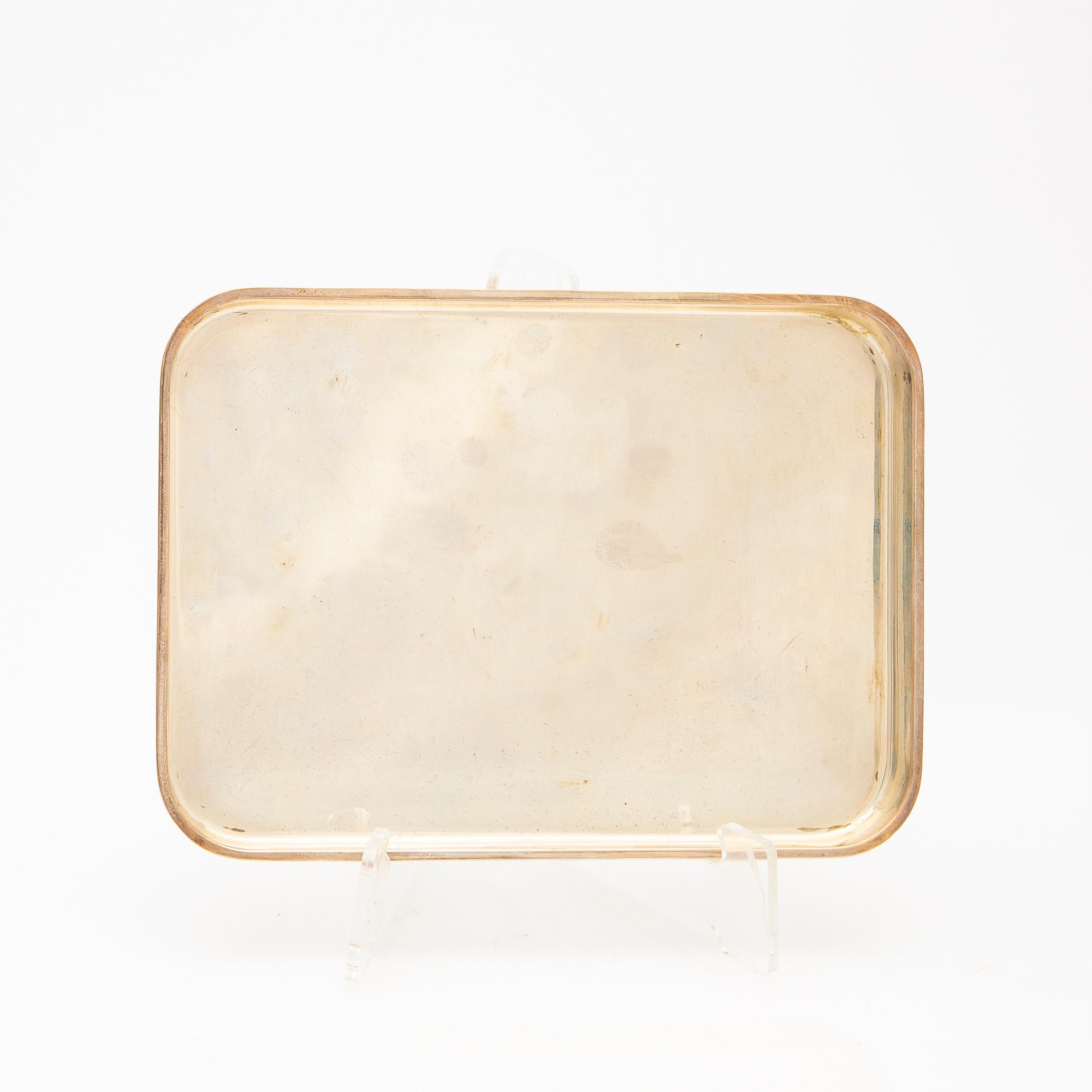 Cup and saucer set, 7 pieces, sterling silver, Einar Telander, Stockholm 1976-79.