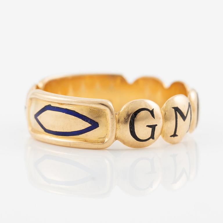 Pocket watch, H. Runsten Stockholm, lever escapement, including a ring in 18K gold.