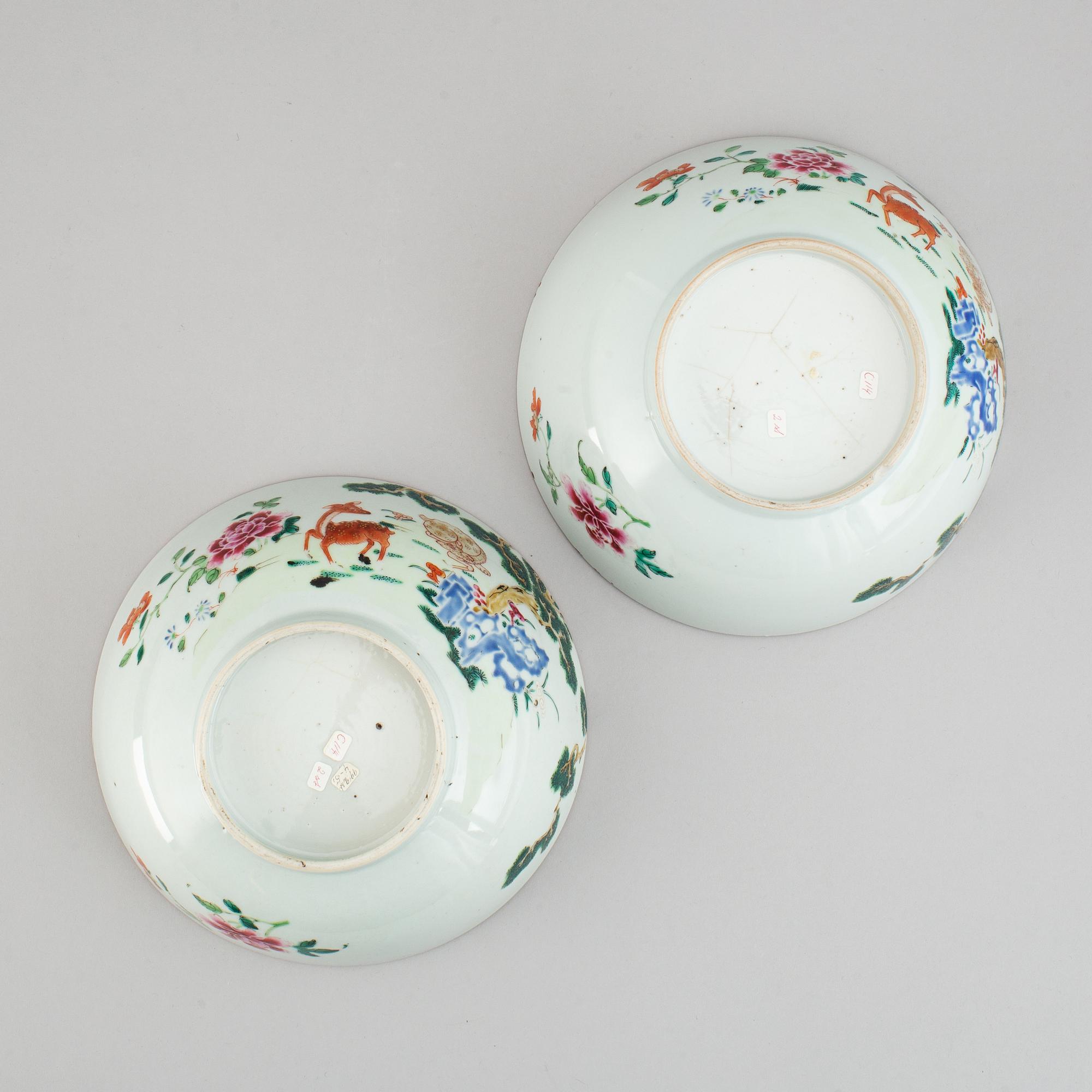 Skålar, ett par, kompaniporslin. Qingdynastin, Qianlong (1736-95).