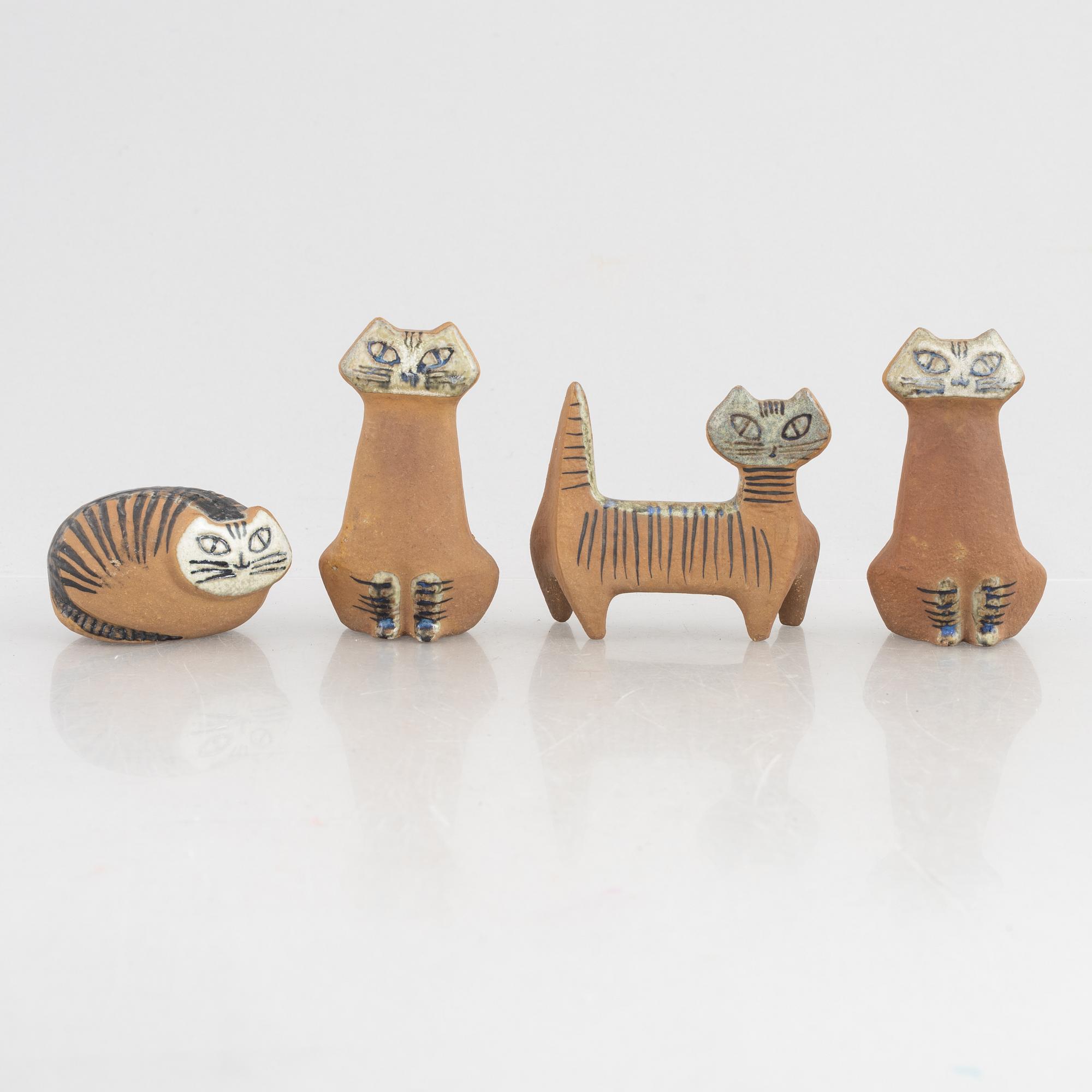 Lisa Larson, four cat figurines, Gustavsberg.