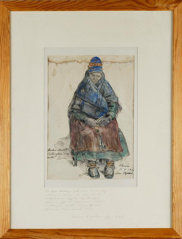 OSSIAN ELGSTRÖM, blandteknik på papper, signerad och daterad 1918.
