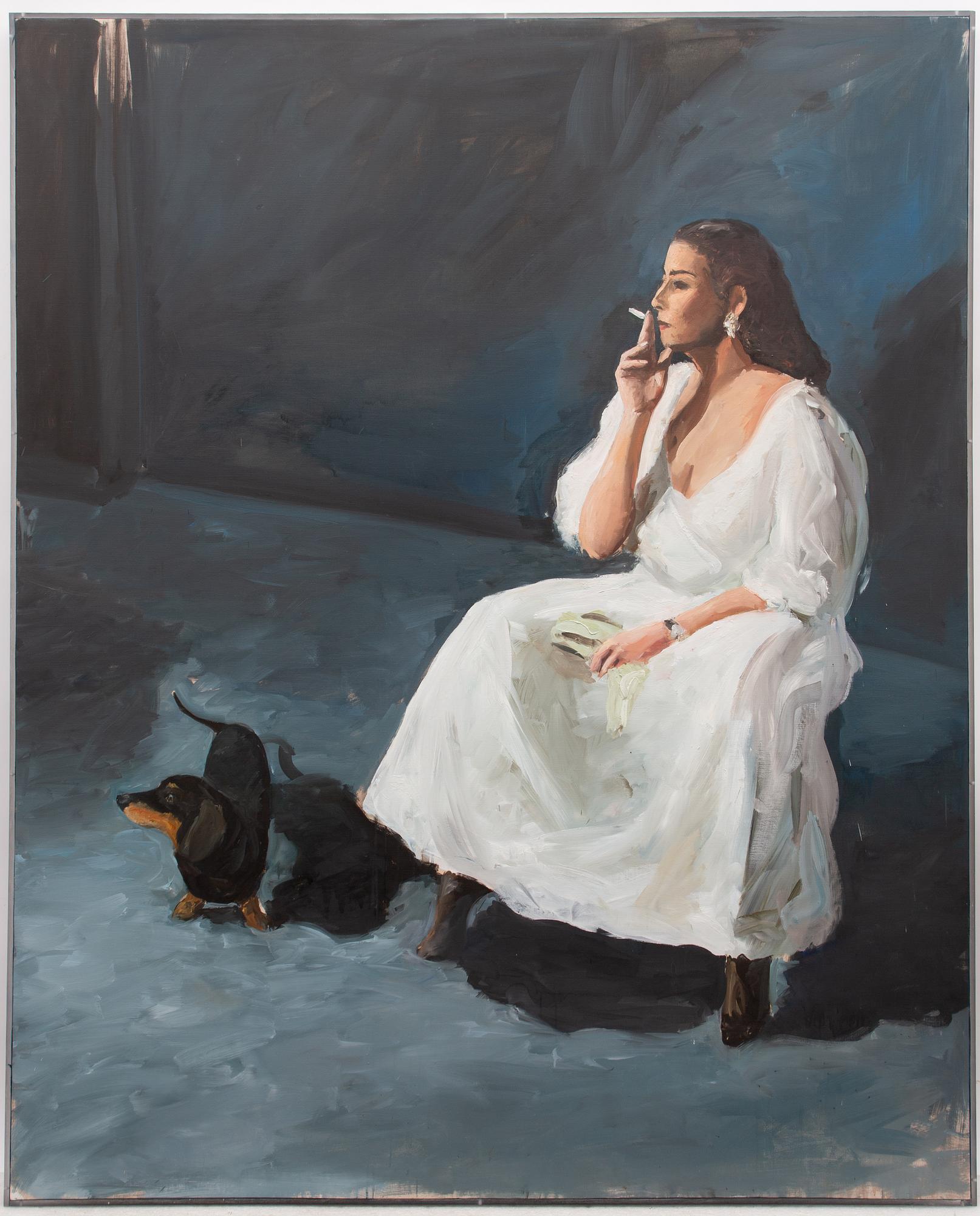 Ulf Nordström, Smoking woman with a dachshund.c2.
