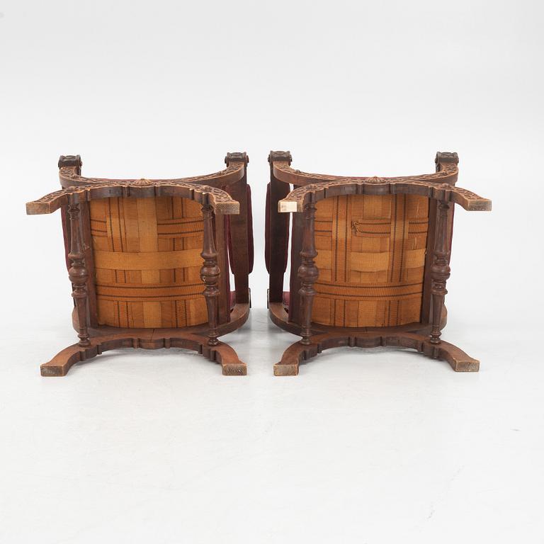 A pair of Renaissance-revival hip-joint 'Dantesca' chairs, late 19th century.