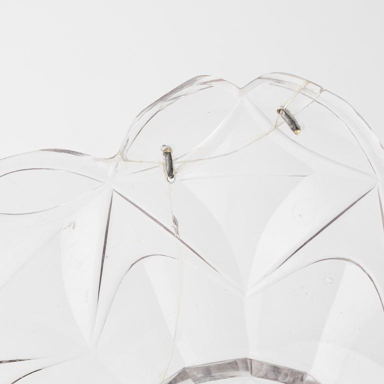 A pair of lidded glass bowls with stands, late 19th century.
