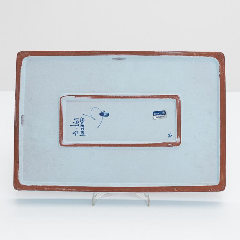 A faience dish 'Karneval' by Stig Lindberg, Gustavsberg, Sweden.