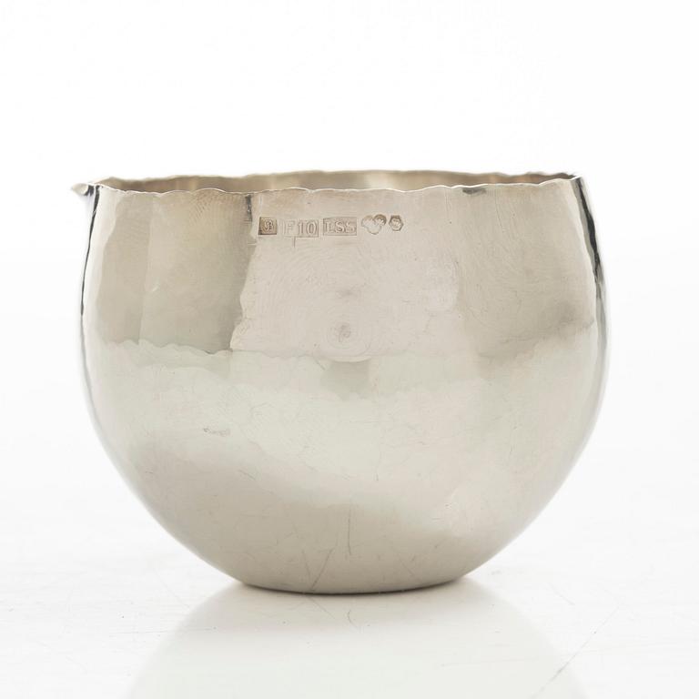 Leif Söderlund Silversmide, gräddsnipa och sockerskål, silver, Borlänge 1979-1980.