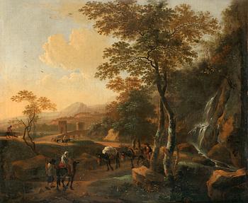 321. Jan Dirksz Both Tillskriven, Italieniserande landskap med boskap och figurer.