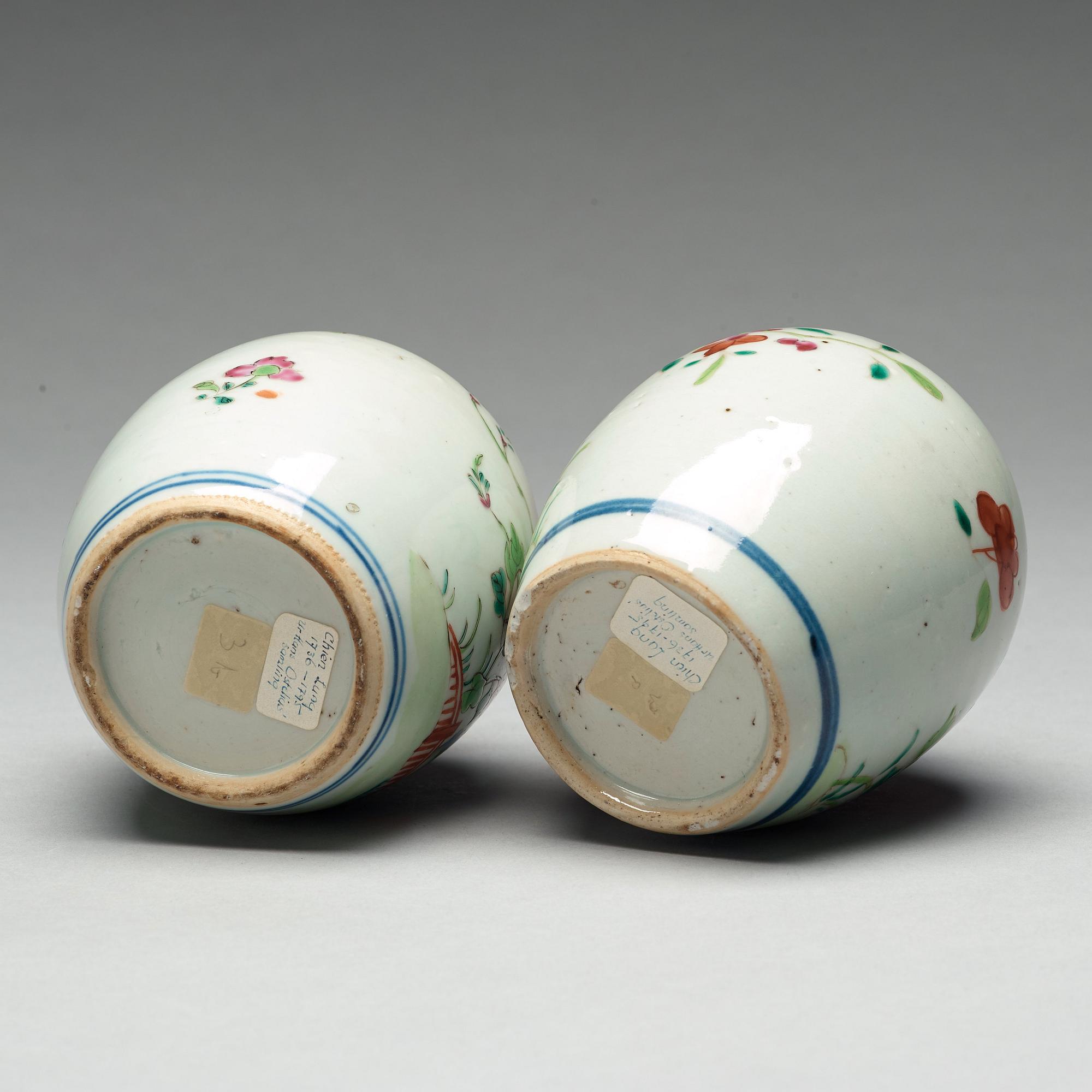 Two famille rose caddies, Qing dynasty, 18th century.