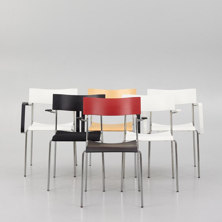 Johannes Foersom & Peter Hiort-Lorenzen, a set of six 'Campus' chairs, Lammhults, after 1992.
