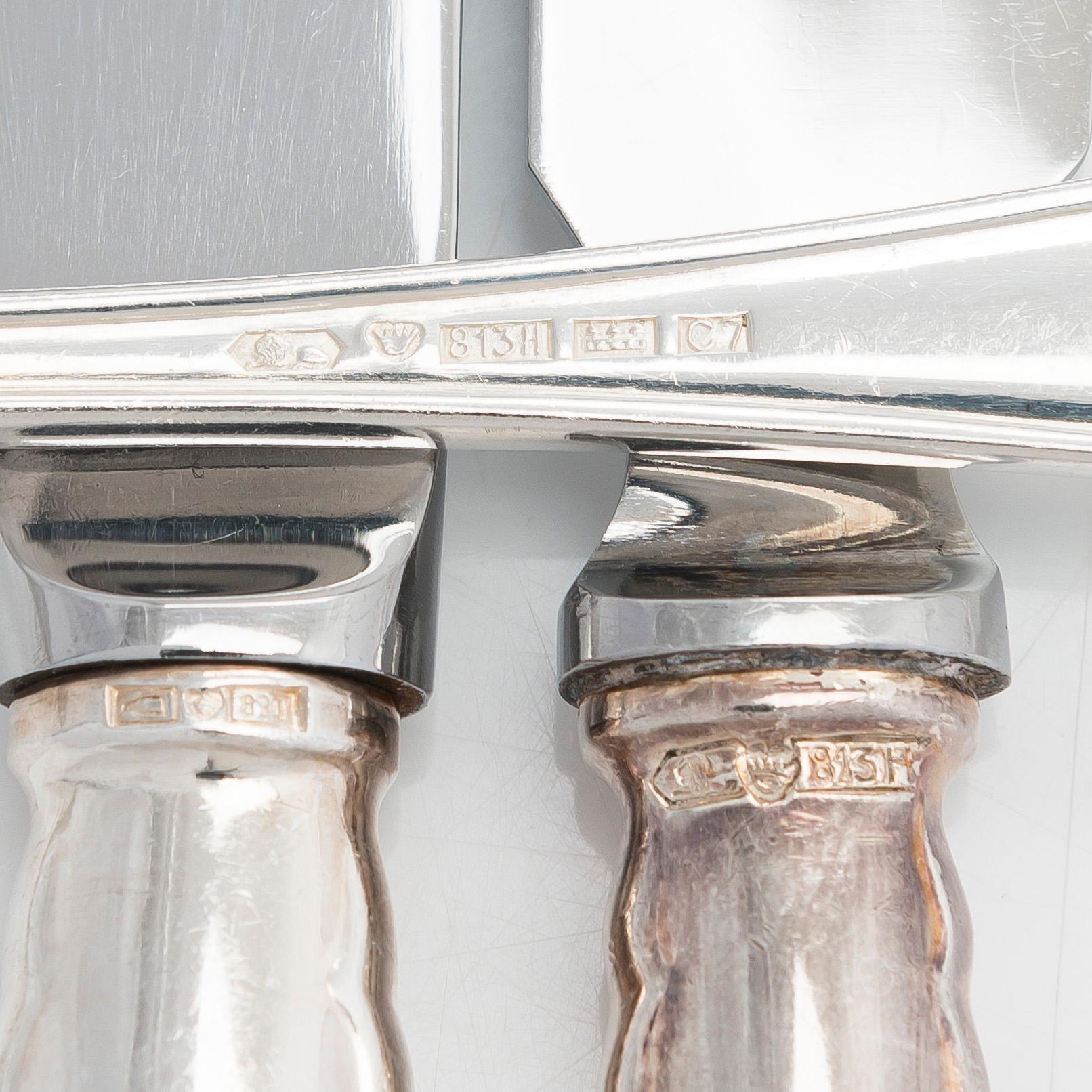 Bestickuppsättning, 24 dlr, silver, "Chippendale",  Åbo och Helsingfors främst 1980-tal, äv. 1960 och 1962.