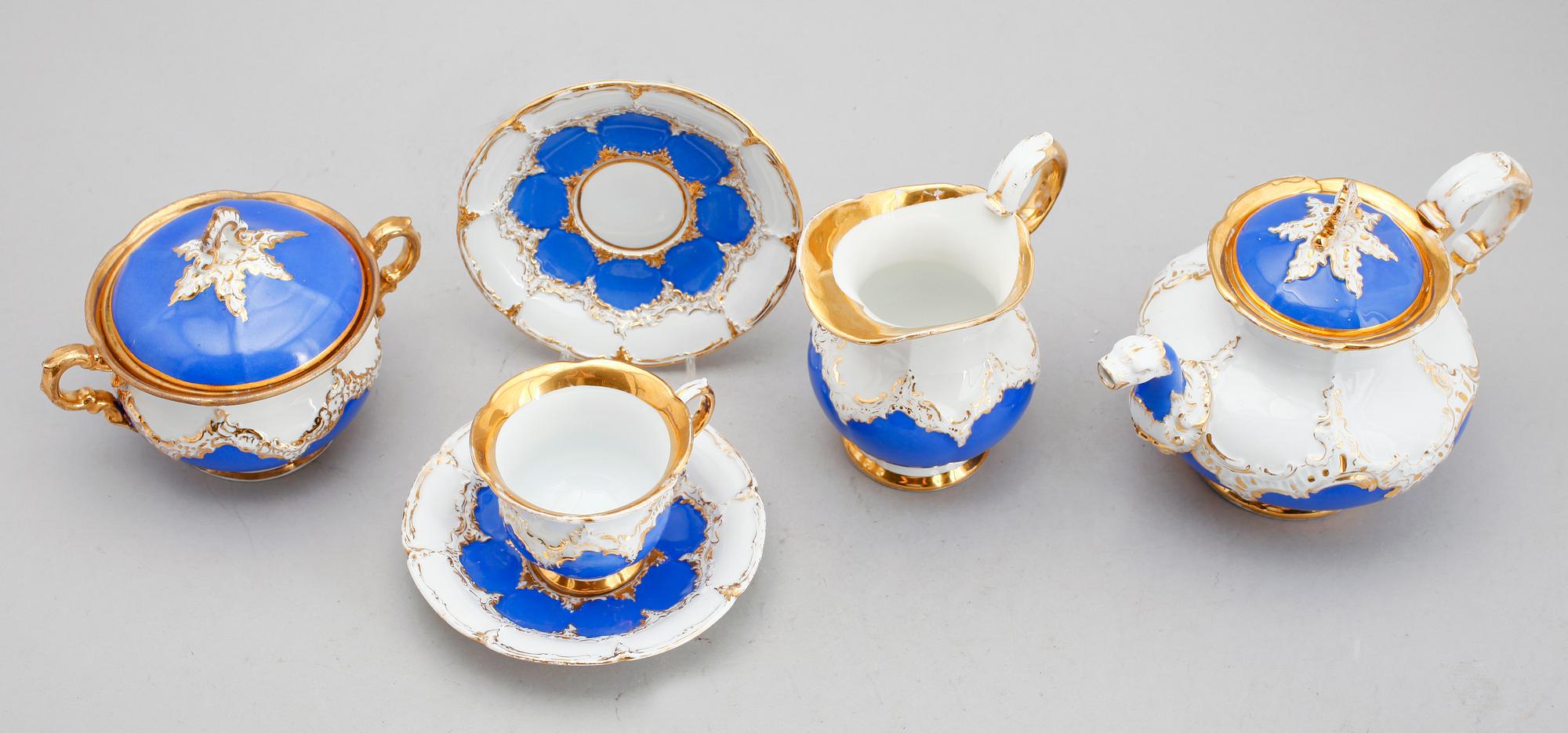 TESERVIS, 9 delar, porslin, Meissen, 1800-/1900-tal.