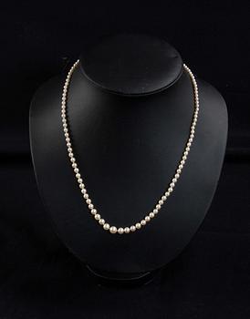 PÄRLCOLLIER, 2 st, silverlås samt ÖRHÄNGEN, ett par.