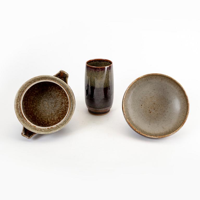 A set of two bowls and a vase signed Carl-Harry Stålhane Rörstrand.