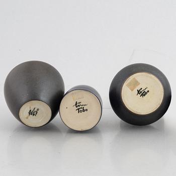 Erich & Ingrid Triller, a set of three stoneware vases, Tobo, Sweden.