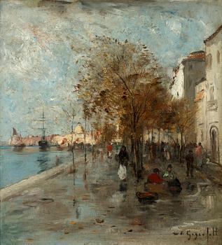 136. Wilhelm von Gegerfelt, Venetian embankment scene.