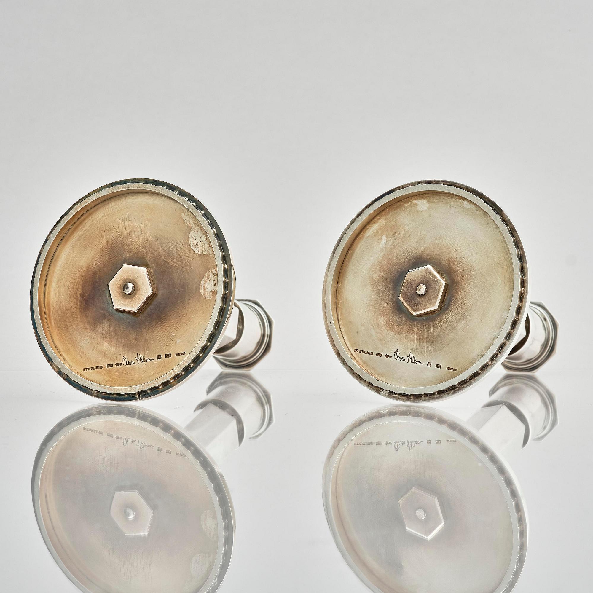 Wiwen Nilsson, ljusstakar, ett par, sterling silver, Lund 1946.