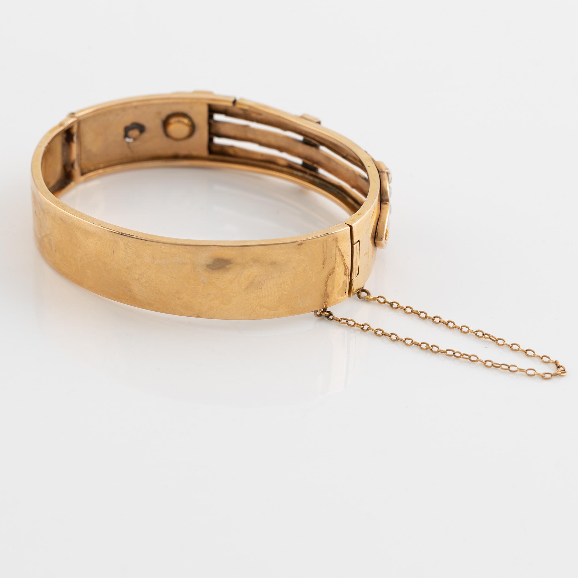 18K gold and seed pearl bangle, France, 1800's.