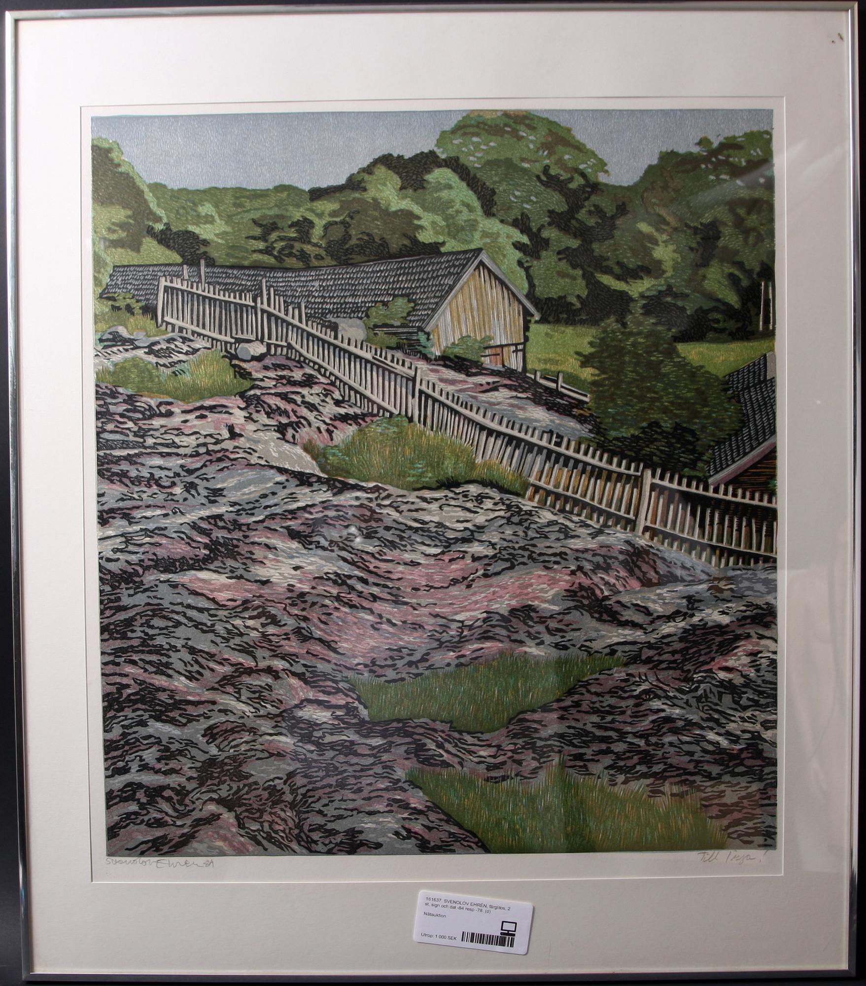 SVENOLOV EHRÉN, färglitografier, 2 st, sign och dat -84 resp -78.