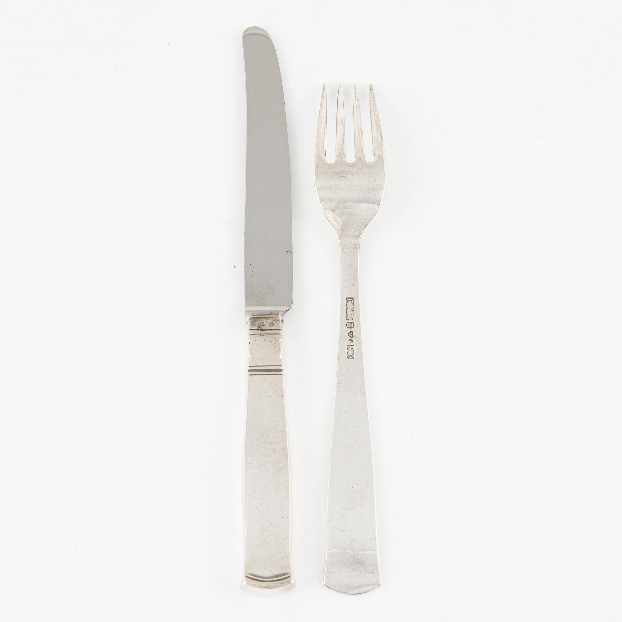 Jacob Ängman, table cutlery, 24 pieces, silver, 'Rosenholm', GAB, some Stockholm 1967.