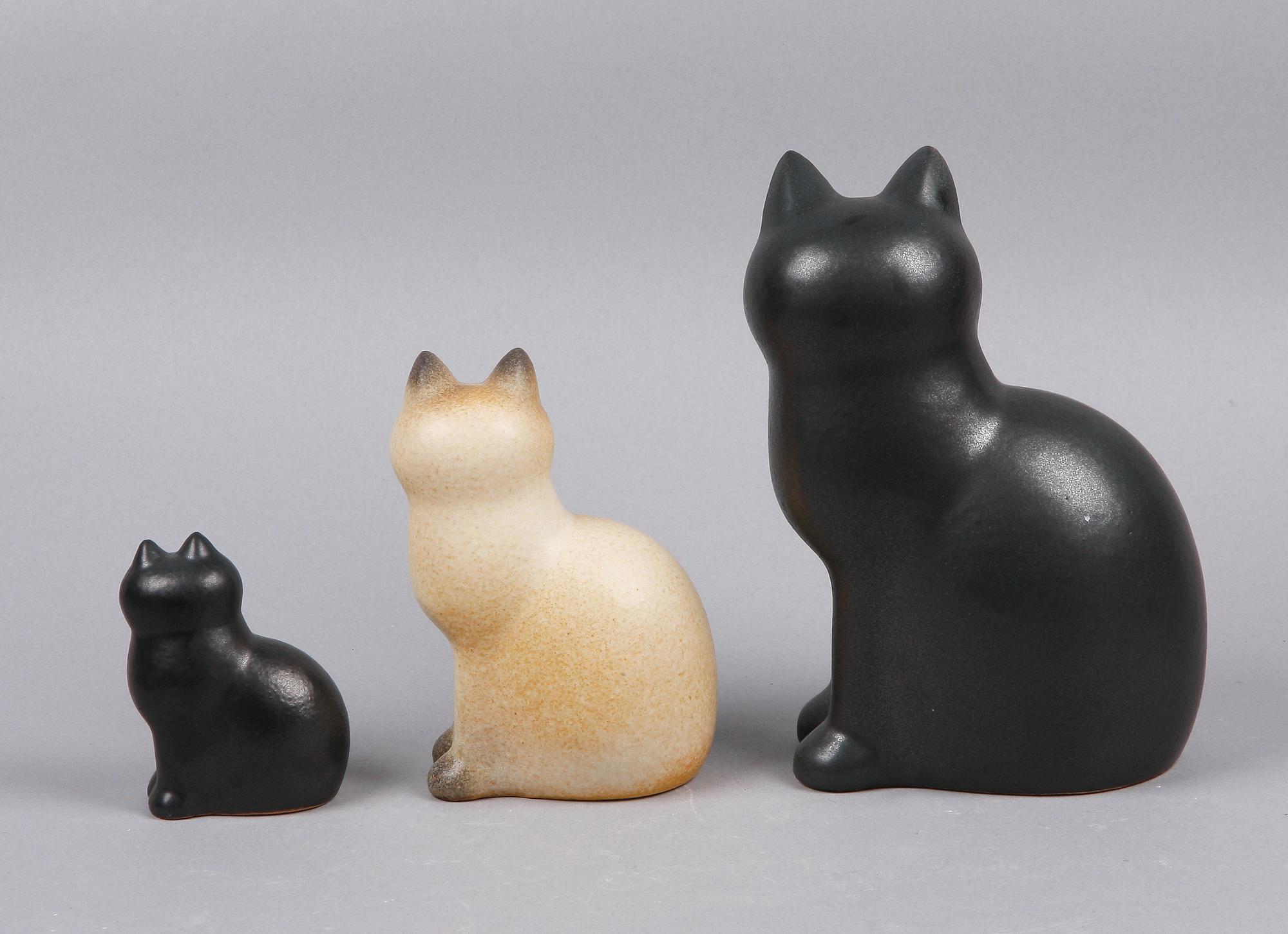 FIGURINER, 3 st, stengods, Lisa Larson, Gustavsberg.