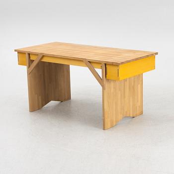 Lars Stensö, Lars Stensö, a "Singer" desk, Sweden. Table top and legs made of oak. Three yellow painted drawe...