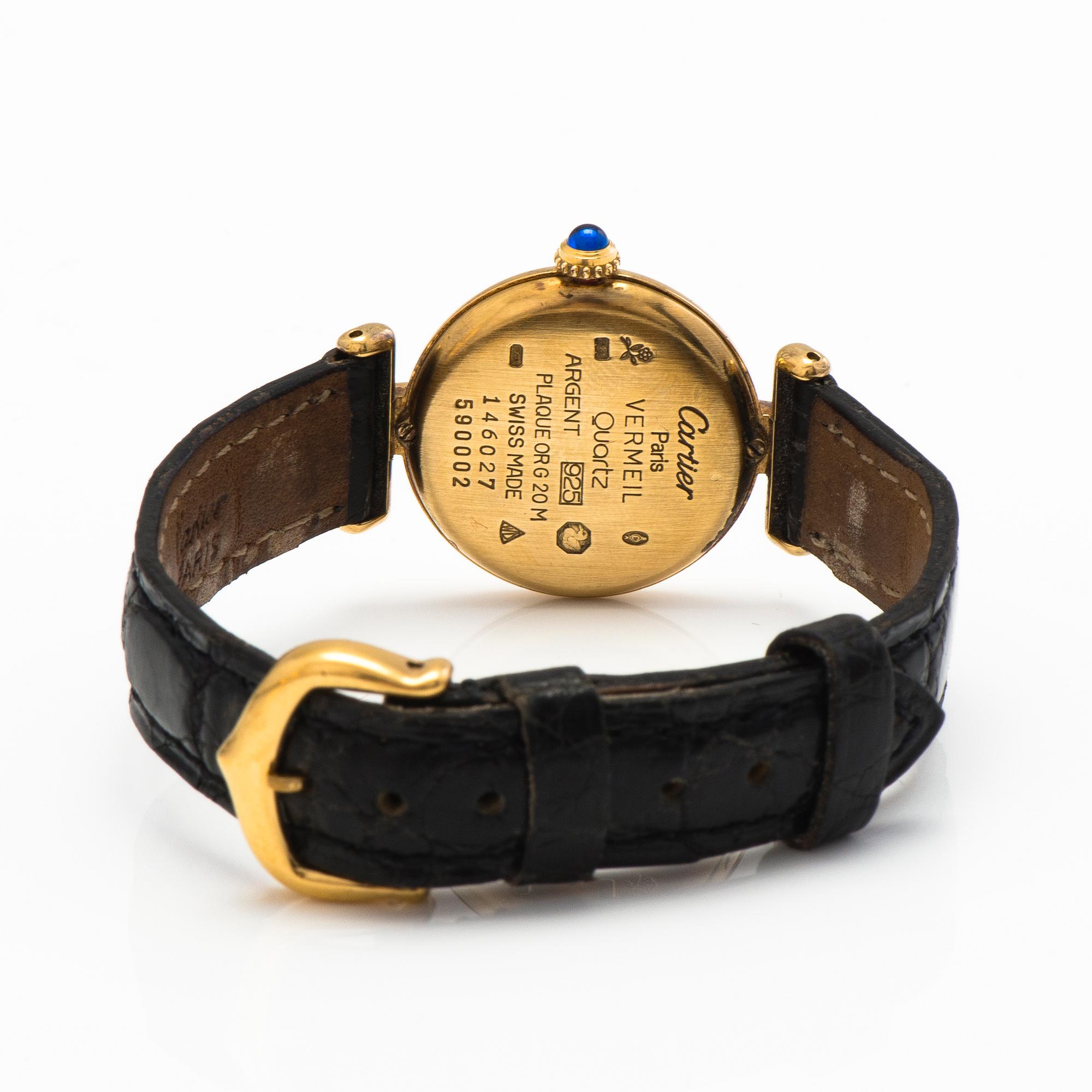 MUST DE CARTIER Vermeil wrist watch 23 mm. Bukowskis