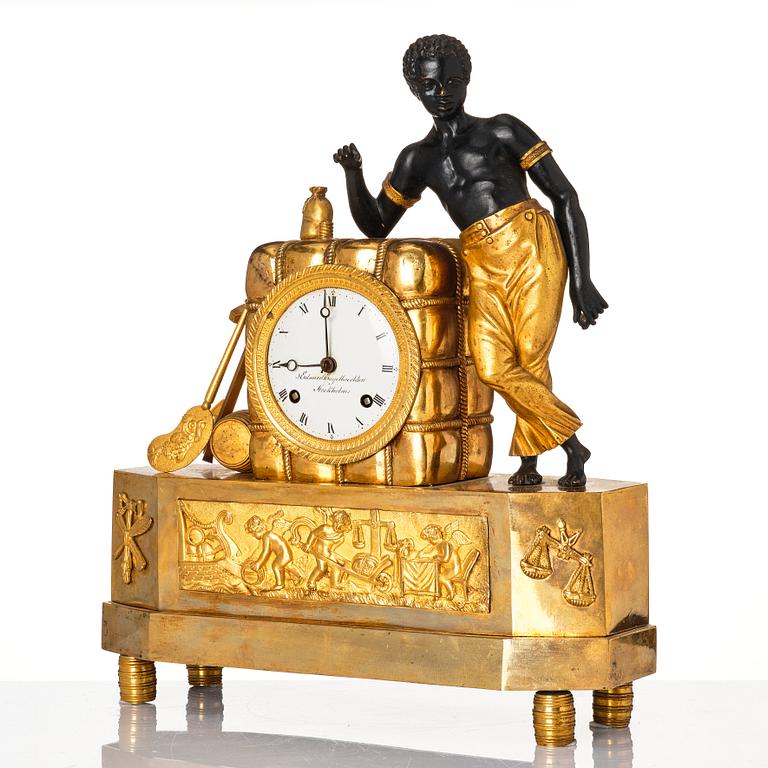 A Empire Mantle clock, "Le Matelot" by Eduard Engelbrechten (active in Stockholm 1815-1845).