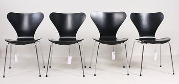 STOLAR, 4 st. Arne Jacobsen för Fritz Hansen, Danmark. "Sjuan-modellen".