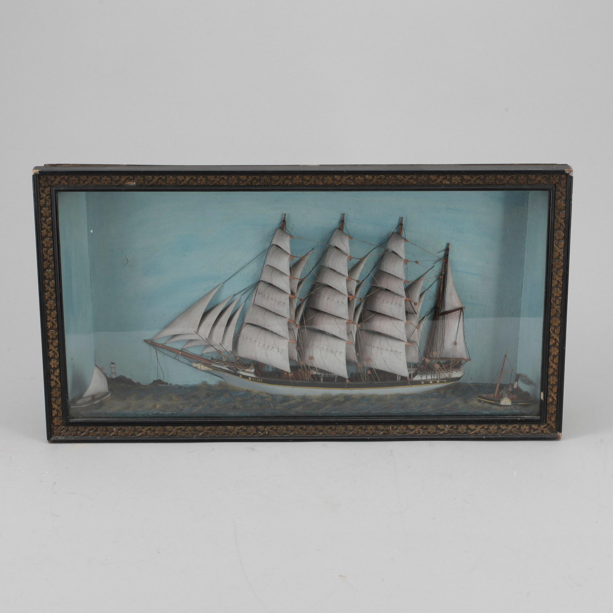 FARTYGSDIORAMA, troligen sent 1800-tal.